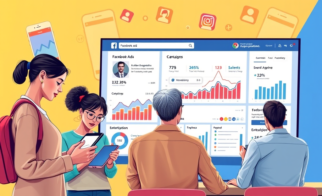 Imagen que ilustra la optimización de anuncios en Facebook con herramientas digitales.