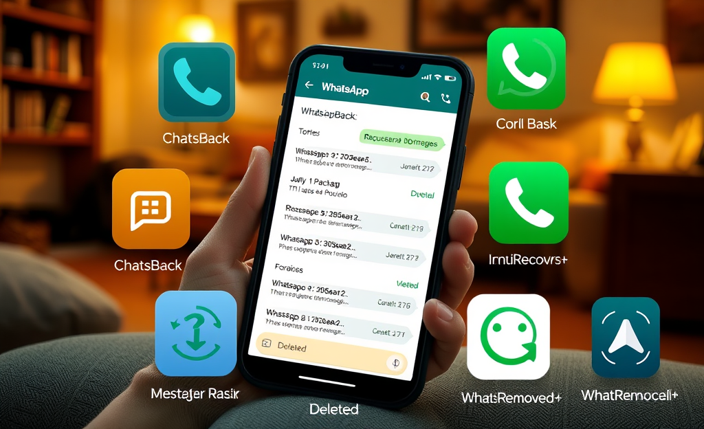 Imagen de una aplicación móvil que muestra conversaciones antiguas de WhatsApp.