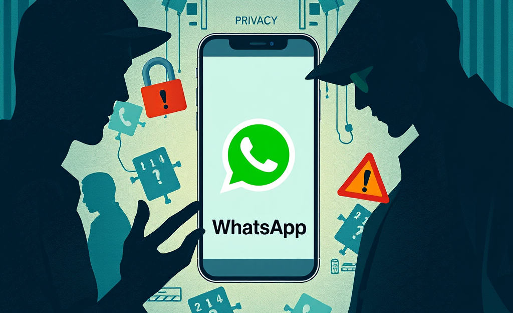 Ilustración sobre cómo monitorizar conversaciones de otro WhatsApp y los riesgos involucrados.