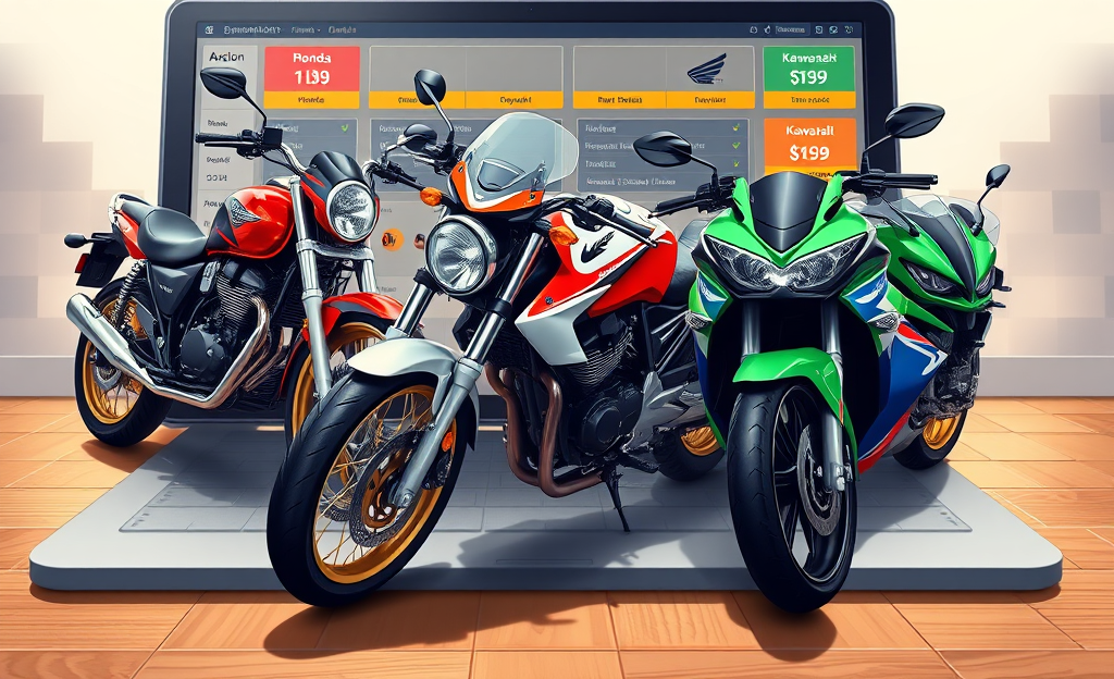 Motos en oferta disponibles en subastas en línea, incluyendo diversas marcas y modelos.