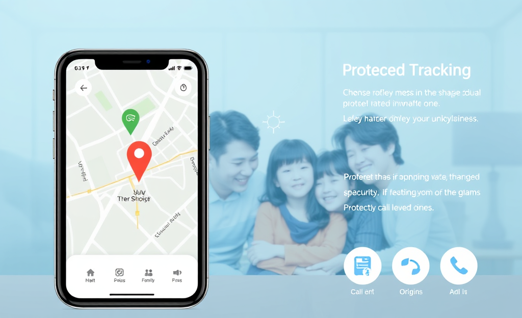 Imagen de una aplicación para rastrear móvil mostrando un mapa con la ubicación de un teléfono.
