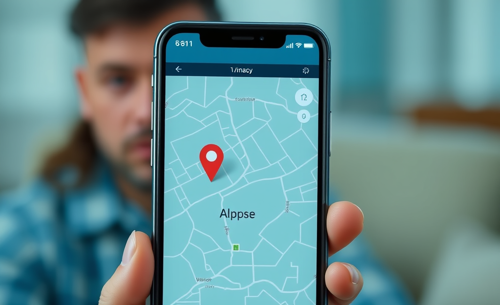 Imagen de una aplicación mostrando la localización del móvil en un mapa.