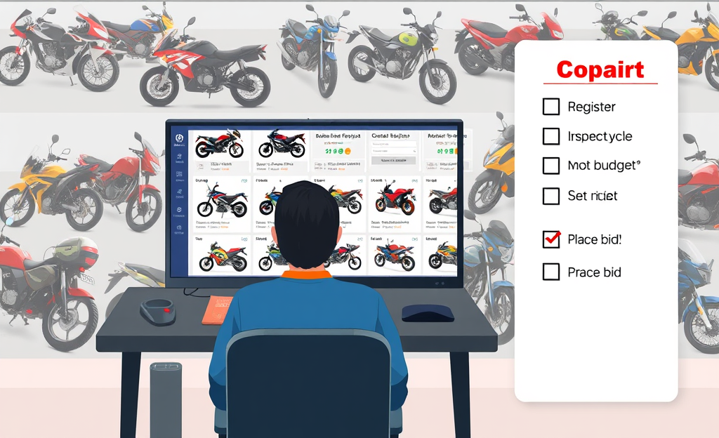 Proceso de compra de motos baratas en subasta.