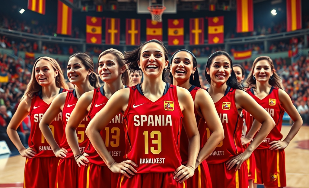 La selección femenina de baloncesto durante la final del EuroBasket, mostrando su determinación y espíritu competitivo.