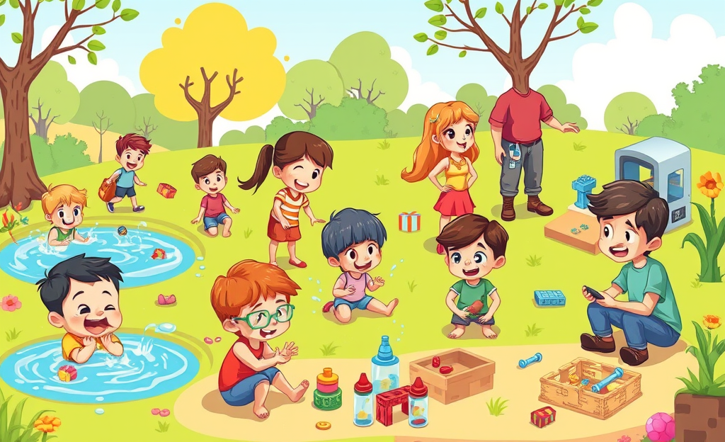 Niños disfrutando de actividades al aire libre y tecnológicas sin pantallas.