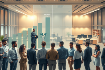 Gráfico que muestra la desigualdad salarial en grandes empresas, destacando la diferencia entre salarios ejecutivos y medios.