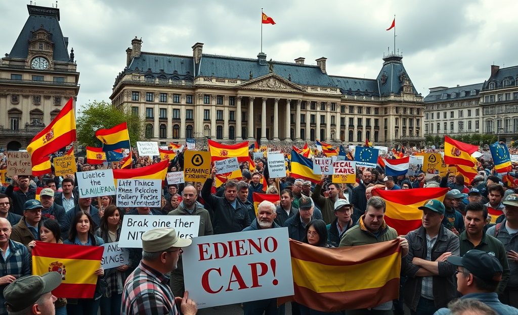 Protesta de agricultores en Bruselas en defensa de la PAC y contra el aumento de los costos de alimentación.
