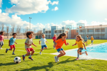 Niños disfrutando de actividades deportivas en instalaciones durante la campaña Navidades Deportivas.
