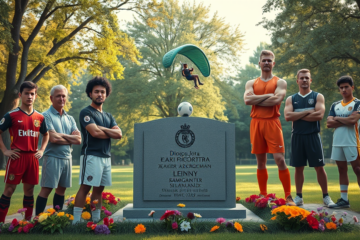 Un collage de figuras deportivas que han fallecido, recordando su impacto en el mundo del deporte.