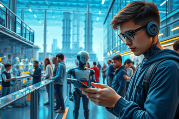 Imagen de dispositivos tecnológicos avanzados y cambios en la industria que anticipan un futuro innovador.