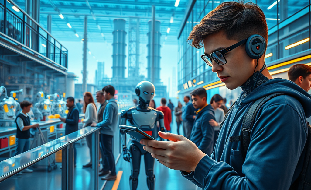 Imagen de dispositivos tecnológicos avanzados y cambios en la industria que anticipan un futuro innovador.
