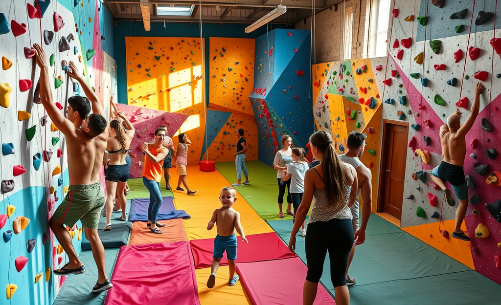 Escalador disfrutando de la escalada urbana en un gimnasio