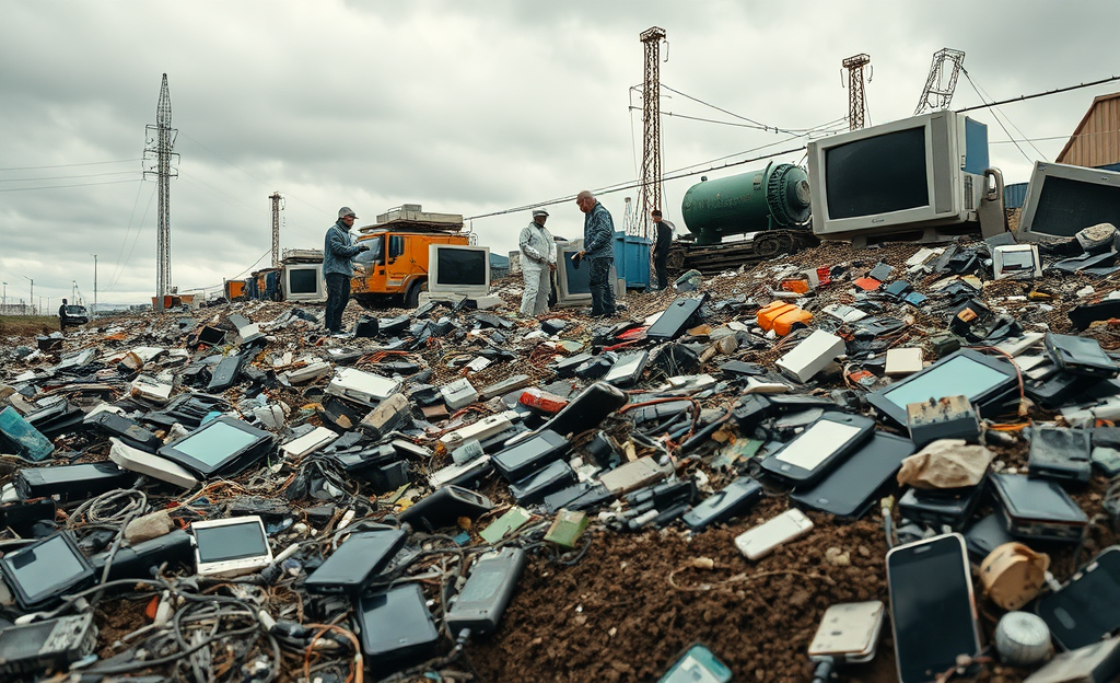 Imagen que ilustra el problema de la basura electrónica y su impacto ambiental.