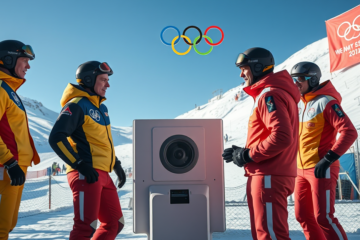 Un atleta de salto de esquí enfrentando el escándalo pene-gate por inyecciones para mejorar su rendimiento.