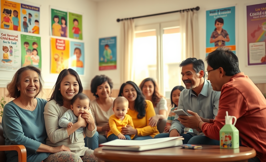 Ilustración sobre la nueva prestación universal para familias con hijos menores.