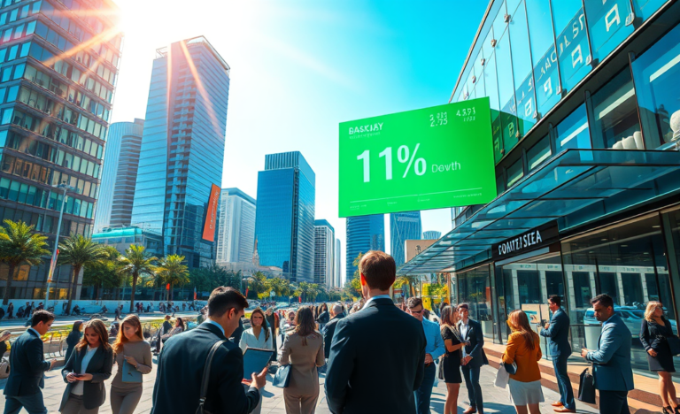 Gráfico que ilustra el crecimiento de la riqueza financiera neta en hogares e instituciones sin ánimo de lucro, destacando el aumento en activos e inversión.