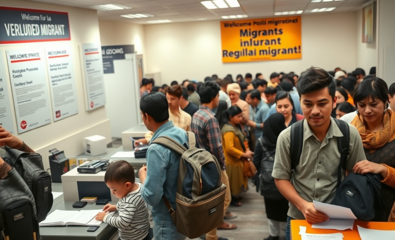 Proceso extraordinario de regularización para migrantes con oficinas de atención y permiso de trabajo.