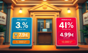 Infografía sobre depósitos a plazo con diferentes TAE y características del Plan Premium.