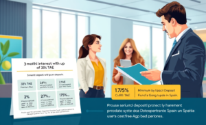 Infografía sobre el depósito a 3 meses con rentabilidad hasta el 3% TAE y sus condiciones.