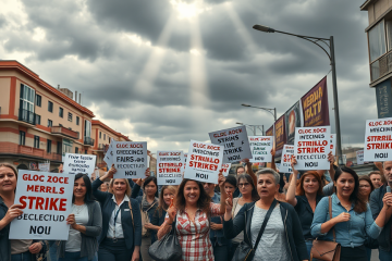 Docentes en huelga indefinida demandando inversión en educación pública.