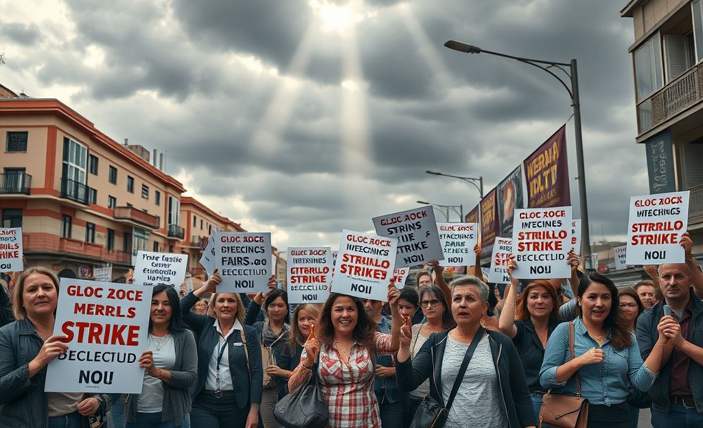 Docentes en huelga indefinida demandando inversión en educación pública.