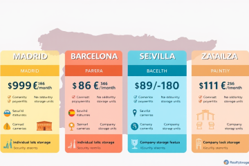 Comparativa de precios de alquiler de trasteros en varias ciudades.
