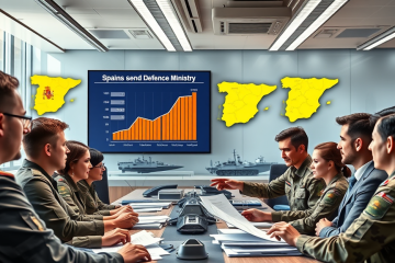 Gráfico sobre el aumento en la inversión de defensa en España y su impacto en la economía regional.