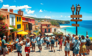Representación de la necesidad de un turismo sostenible en España, equilibrando el crecimiento económico con la calidad de vida de los residentes.