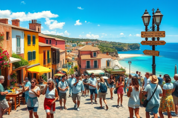 Representación de la necesidad de un turismo sostenible en España, equilibrando el crecimiento económico con la calidad de vida de los residentes.