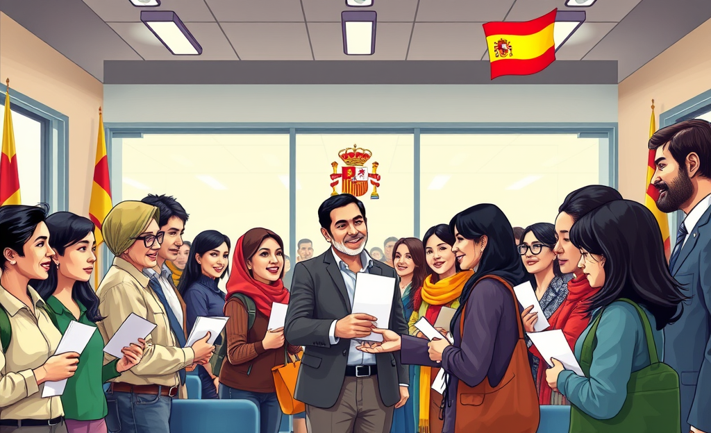 Inmigrantes en proceso de regularización en España, destacando las nuevas afiliaciones a la Seguridad Social.
