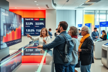 Gráfico mostrando el aumento del euríbor y su impacto en las cuentas remuneradas y depósitos a plazo.