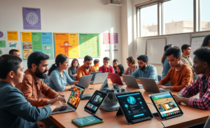 Participantes del taller 'Diseña, programa, juega' desarrollando aplicaciones digitales con inteligencia artificial.