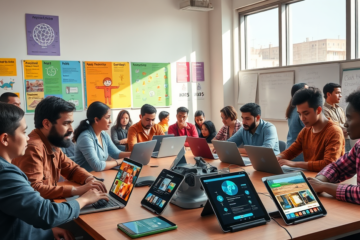 Participantes del taller 'Diseña, programa, juega' desarrollando aplicaciones digitales con inteligencia artificial.