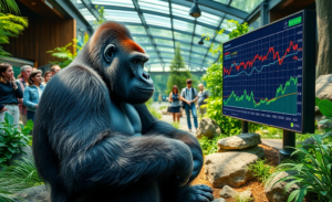 Jacko, el gorila que selecciona acciones en el zoológico, sorprende al mundo de las inversiones con su rendimiento superior.