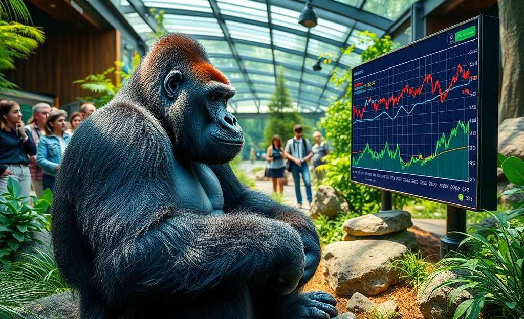 Jacko, el gorila que selecciona acciones en el zoológico, sorprende al mundo de las inversiones con su rendimiento superior.