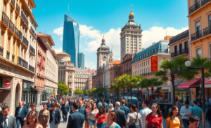 Infografía sobre la competitividad de las ciudades del futuro, destacando el papel de Madrid y otros hubs emergentes en el contexto global.