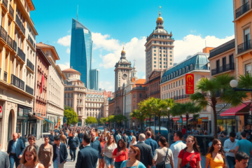 Infografía sobre la competitividad de las ciudades del futuro, destacando el papel de Madrid y otros hubs emergentes en el contexto global.