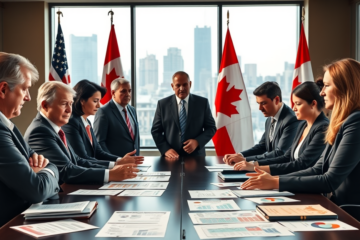 Imagen representativa de las negociaciones comerciales entre Estados Unidos y Canadá y el impacto de las tarifas impuestas.