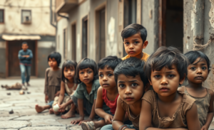 Infografía sobre el aumento de la pobreza infantil en España y su impacto en hogares monoparentales.