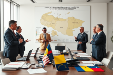 Imagen relacionada con el acuerdo petrolero que asegura el control estadounidense sobre las reservas de petróleo de Venezuela.
