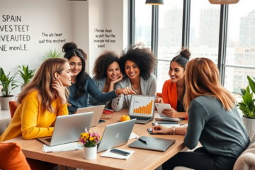 Mujeres jóvenes participando en el mercado de inversiones, mostrando la creciente inclusión y confianza en el ámbito financiero.
