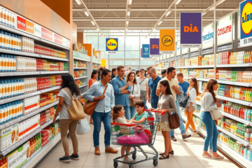 Gráfica que muestra la cuota de mercado de Mercadona y su competencia en el sector de supermercados en España.