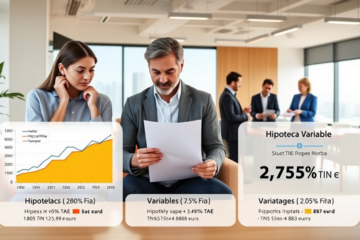 Infografía sobre las diferentes opciones de hipotecas: mixta, fija y variable.