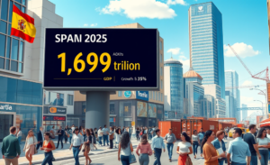 Gráfico que ilustra el crecimiento económico y cambios en el PIB en España.