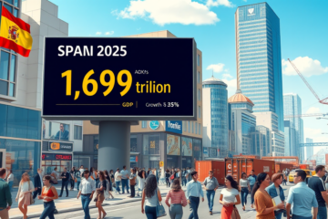 Gráfico que ilustra el crecimiento económico y cambios en el PIB en España.